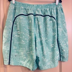 Sea foam green lulu lemon shorts with navy lining